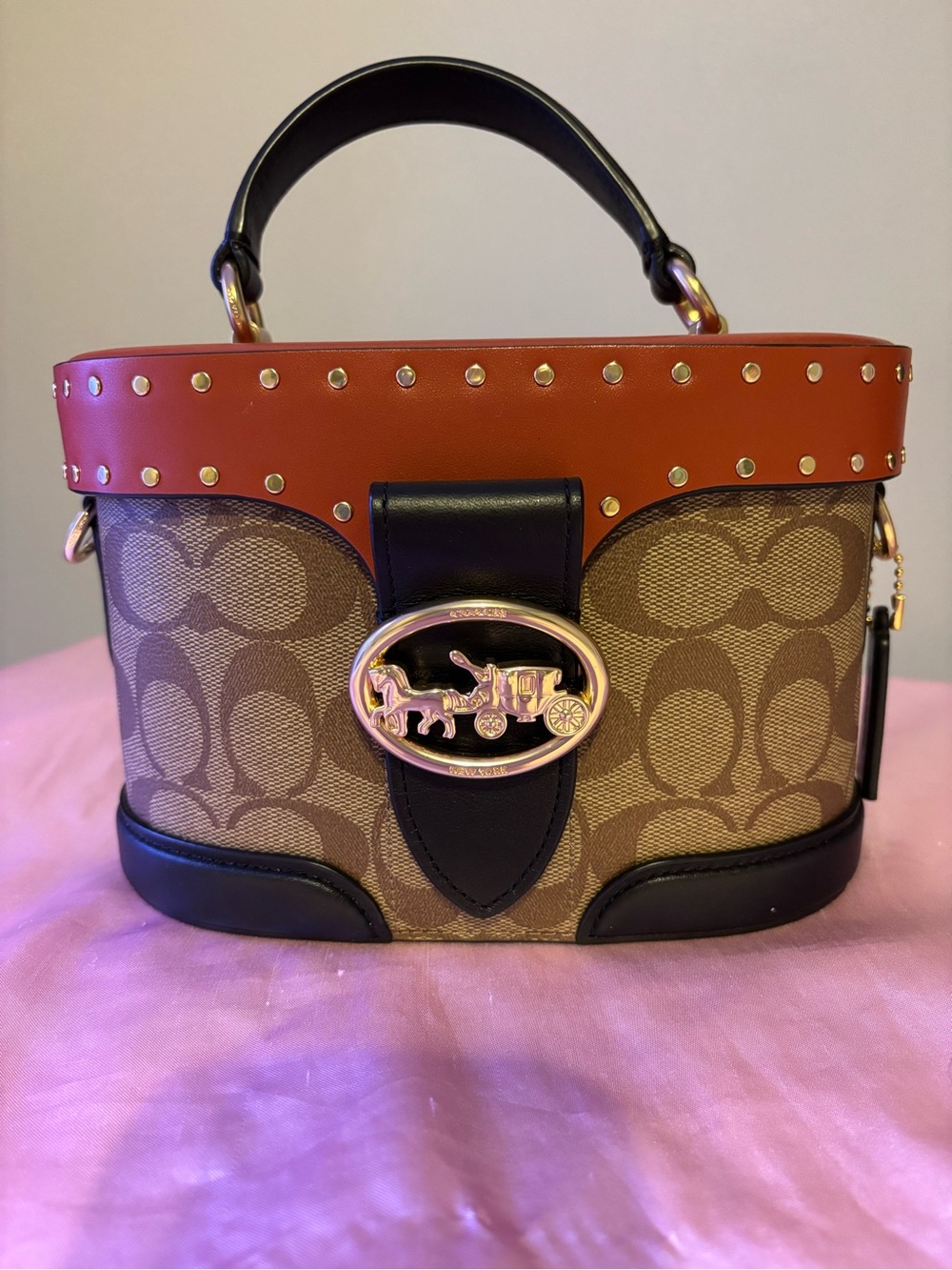 Coach Georgie Gem Crossbody Box Bag Colorblock Signature Canvas C7231
